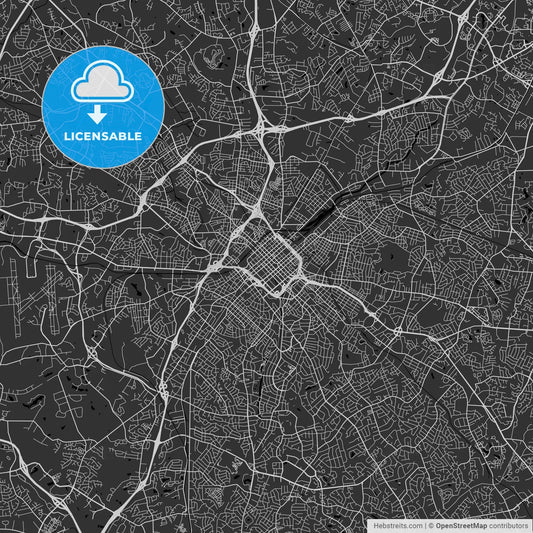 Charlotte, North Carolina - Area Map - Dark