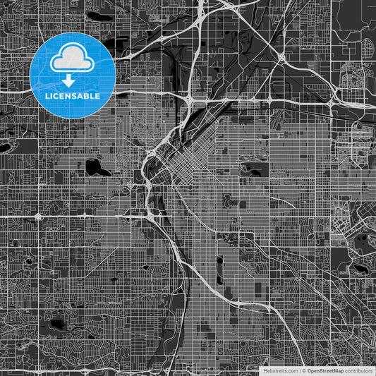 Denver, Colorado - Area Map - Dark