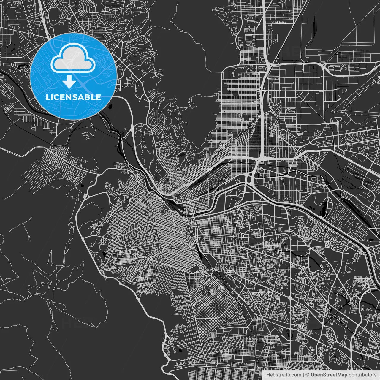 El Paso, Texas - Area Map - Dark