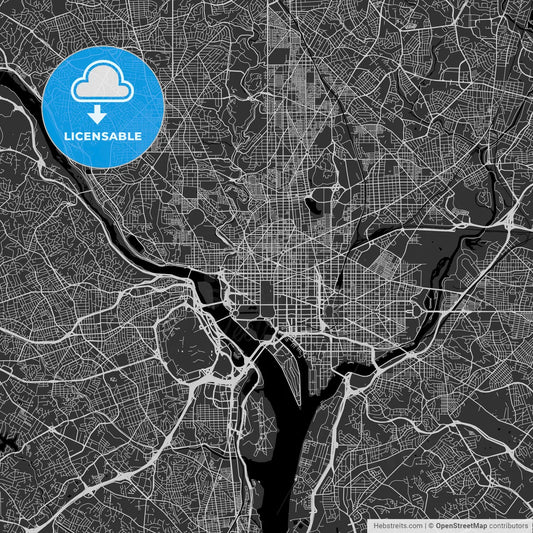 Washington, District of Columbia - Area Map - Dark