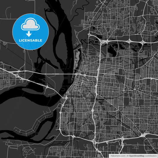 Memphis, Tennessee - Area Map - Dark