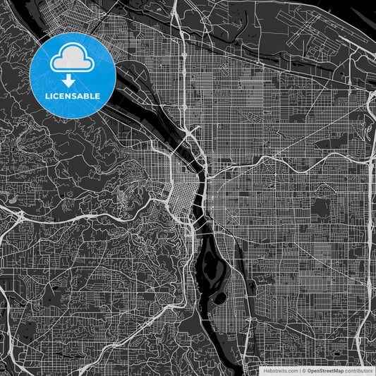Portland, Oregon - Area Map - Dark