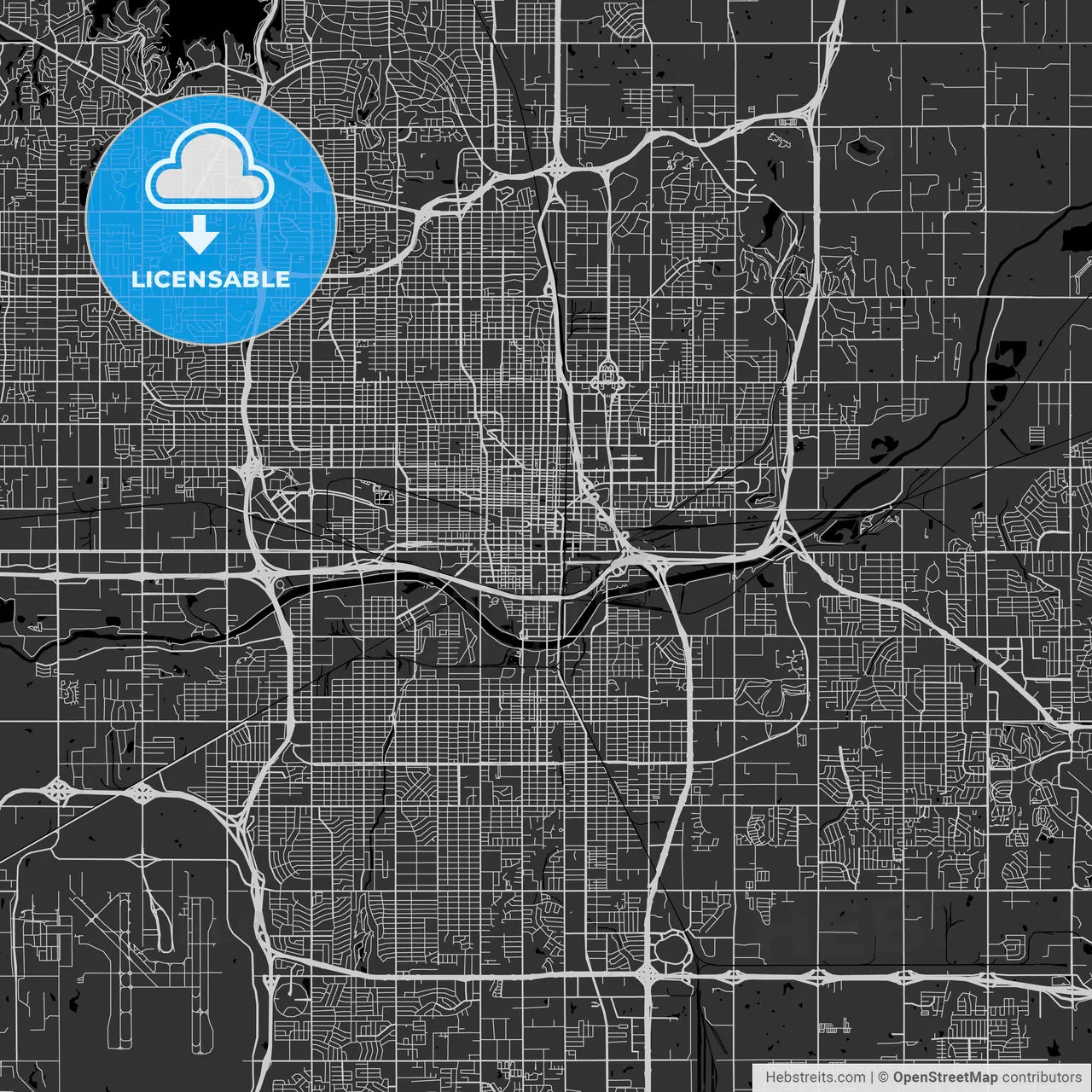 Oklahoma City, Oklahoma - Area Map - Dark