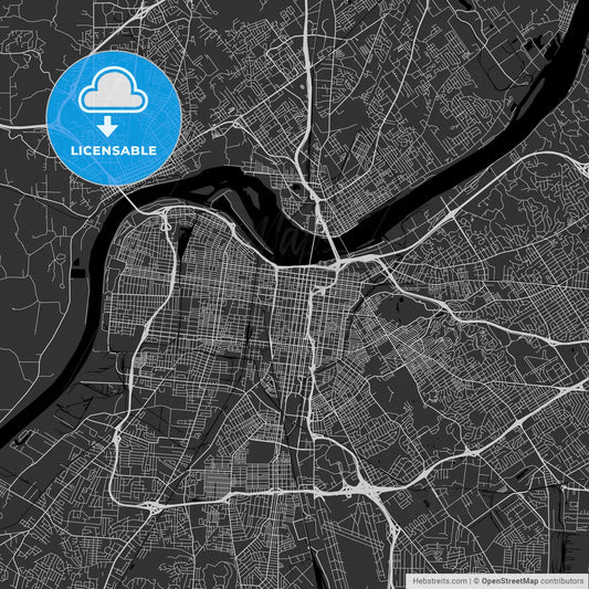 Louisville, Kentucky - Area Map - Dark
