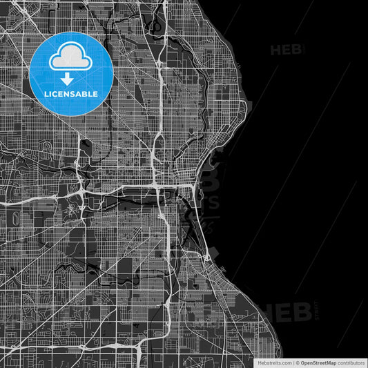 Milwaukee, Wisconsin - Area Map - Dark