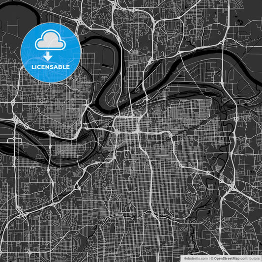 Kansas City, Missouri - Area Map - Dark