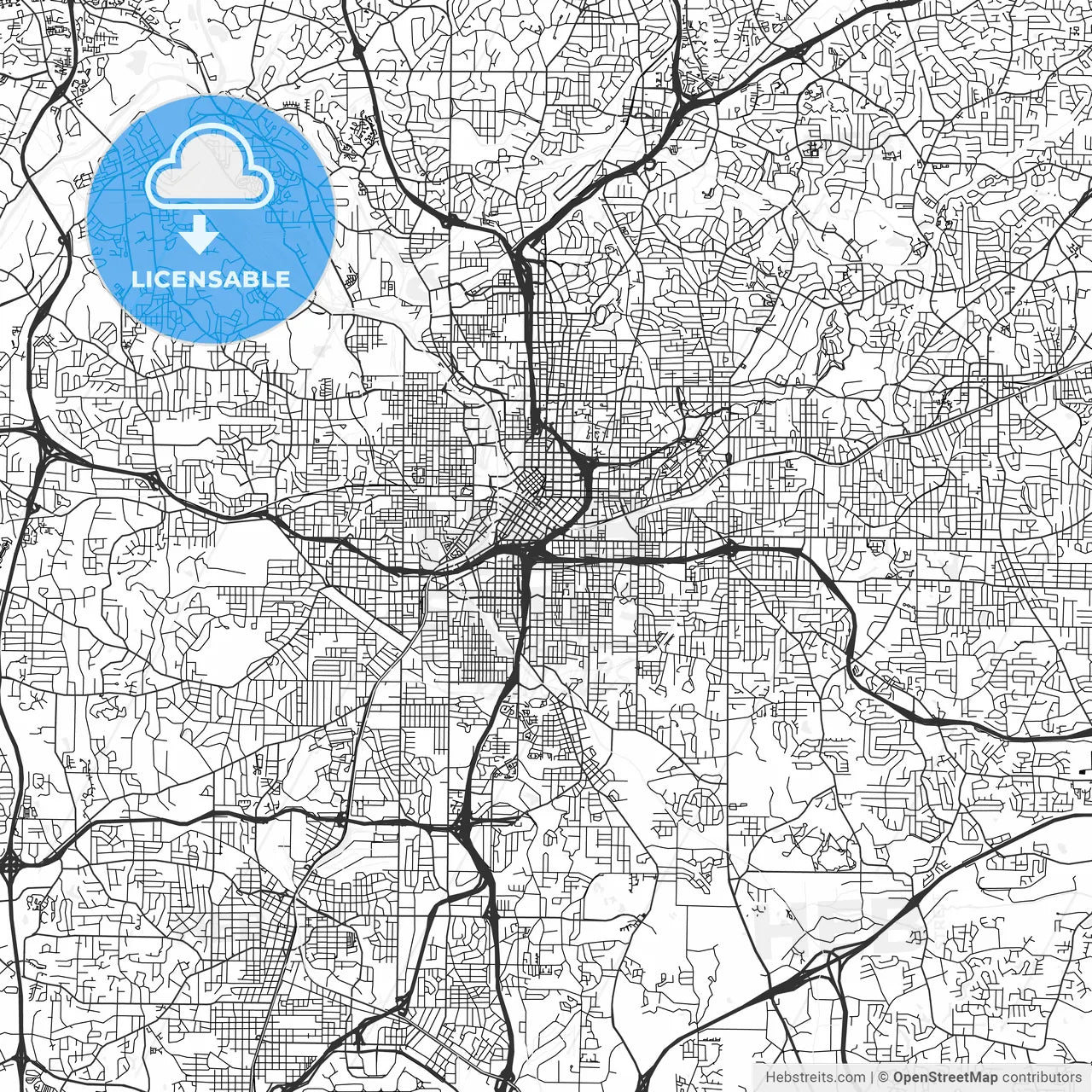Atlanta, Georgia - Area Map - Light