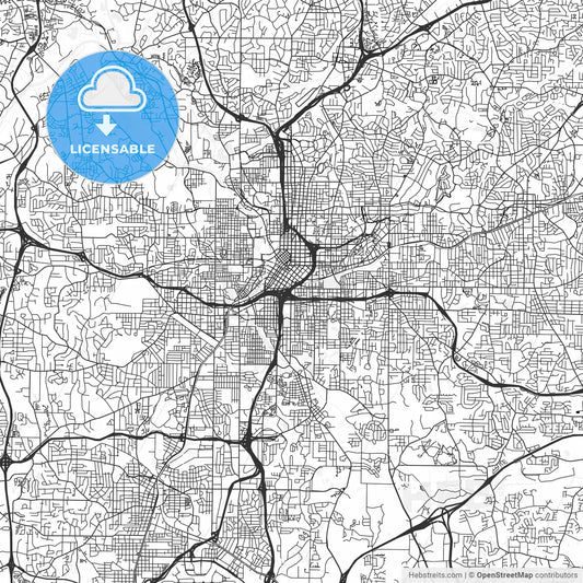 Atlanta, Georgia - Area Map - Light