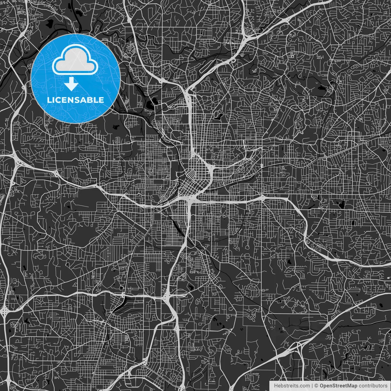 Atlanta, Georgia - Area Map - Dark