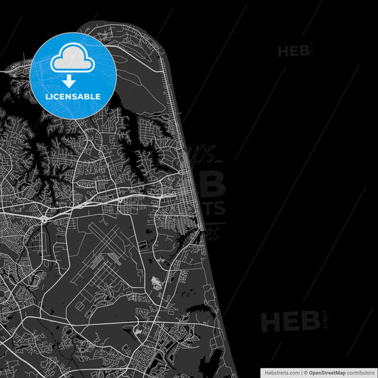 Virginia Beach, Virginia - Area Map - Dark