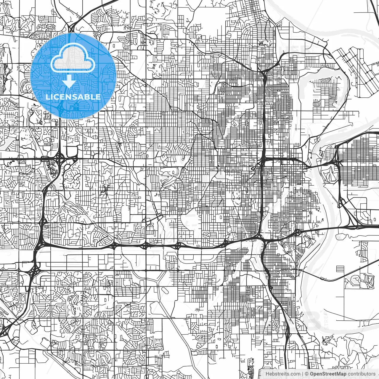 Omaha, Nebraska - Area Map - Light