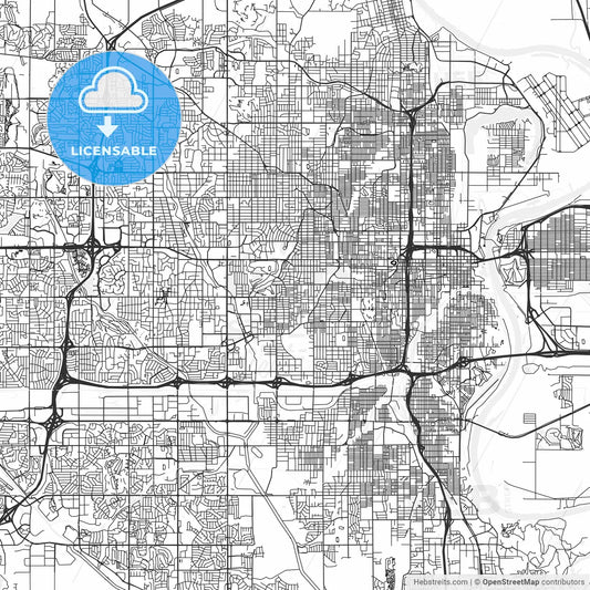 Omaha, Nebraska - Area Map - Light