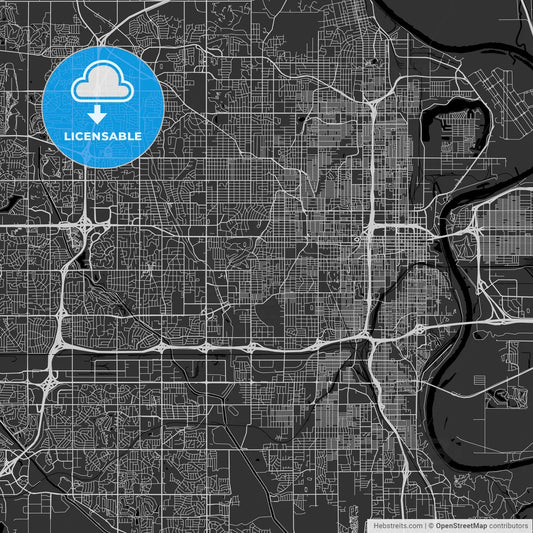 Omaha, Nebraska - Area Map - Dark