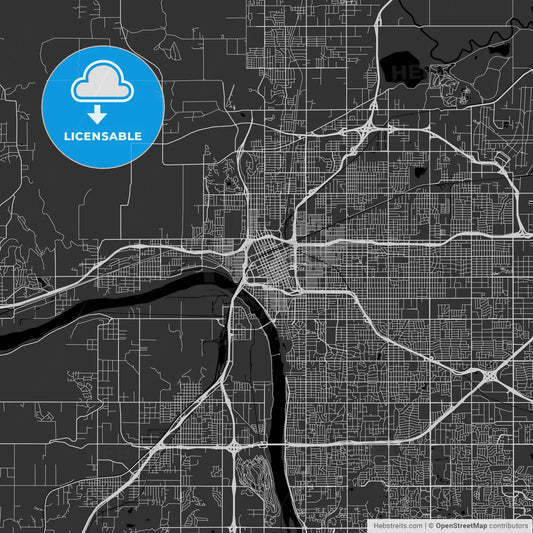 Tulsa, Oklahoma - Area Map - Dark