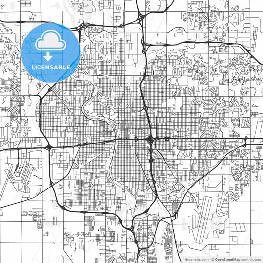 Wichita, Kansas - Area Map - Light