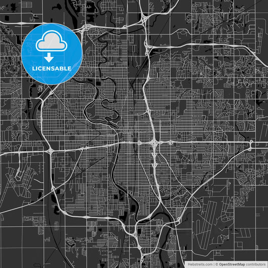 Wichita, Kansas - Area Map - Dark