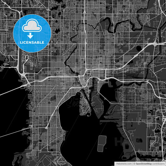 Tampa, Florida - Area Map - Dark