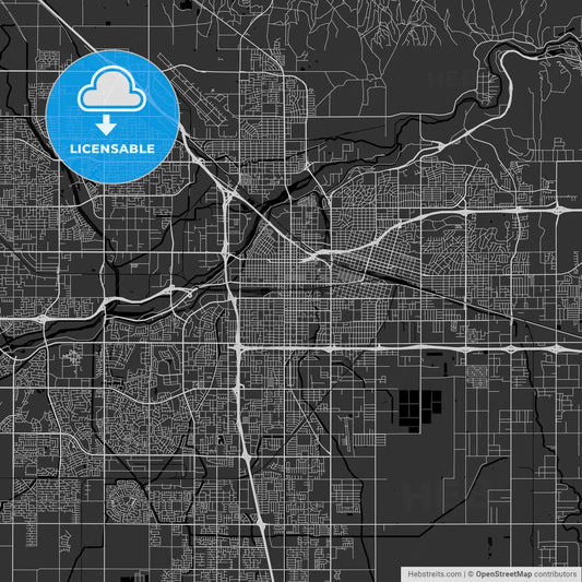 Bakersfield, California - Area Map - Dark