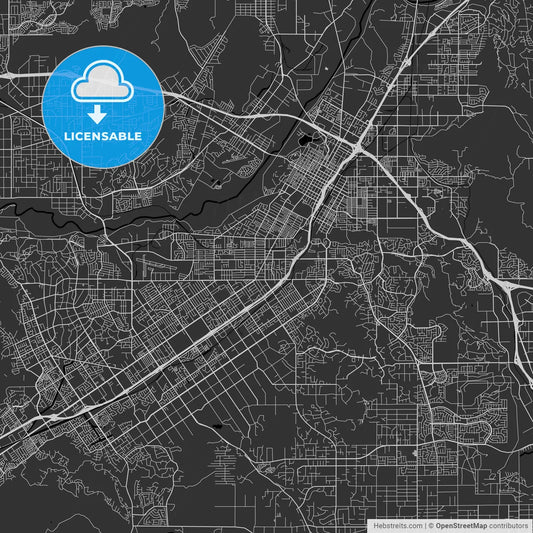 Riverside, California - Area Map - Dark