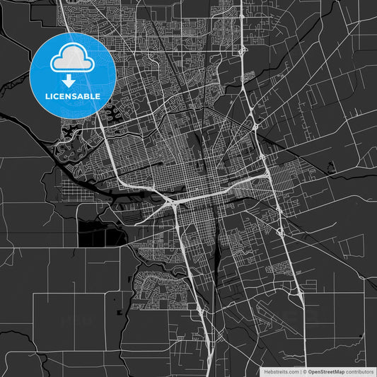 Stockton, California - Area Map - Dark
