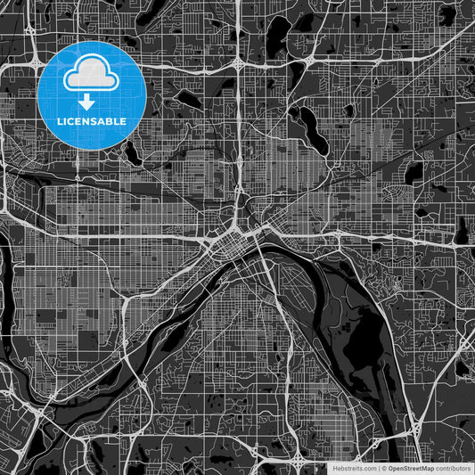 Saint Paul, Minnesota - Area Map - Dark