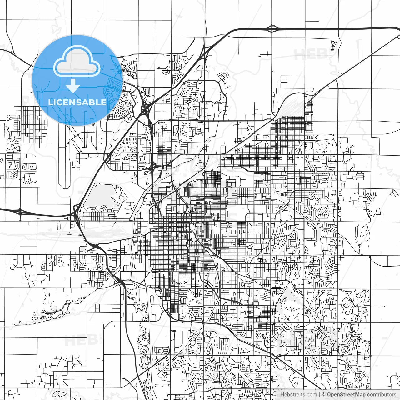 Lincoln, Nebraska - Area Map - Light