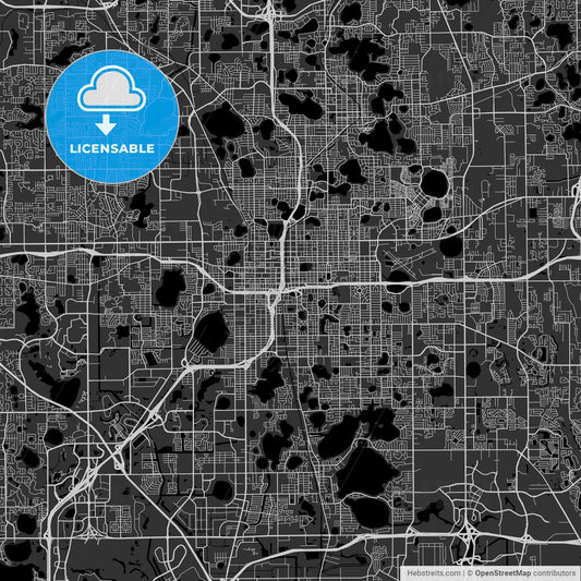 Orlando, Florida - Area Map - Dark