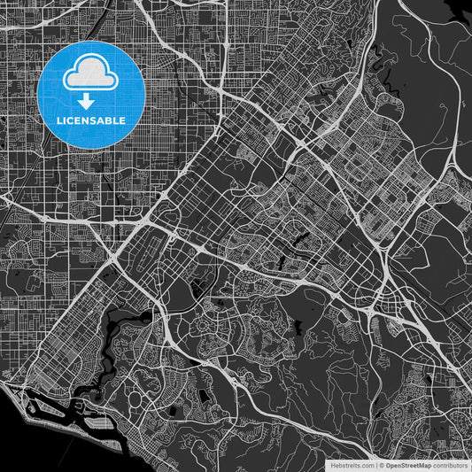 Irvine, California - Area Map - Dark