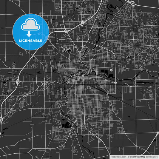 Fort Wayne, Indiana - Area Map - Dark