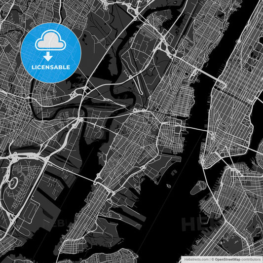 Jersey City, New Jersey - Area Map - Dark