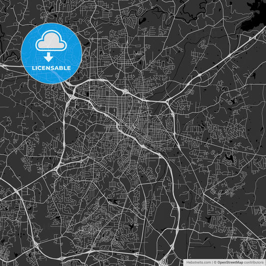 Durham, North Carolina - Area Map - Dark