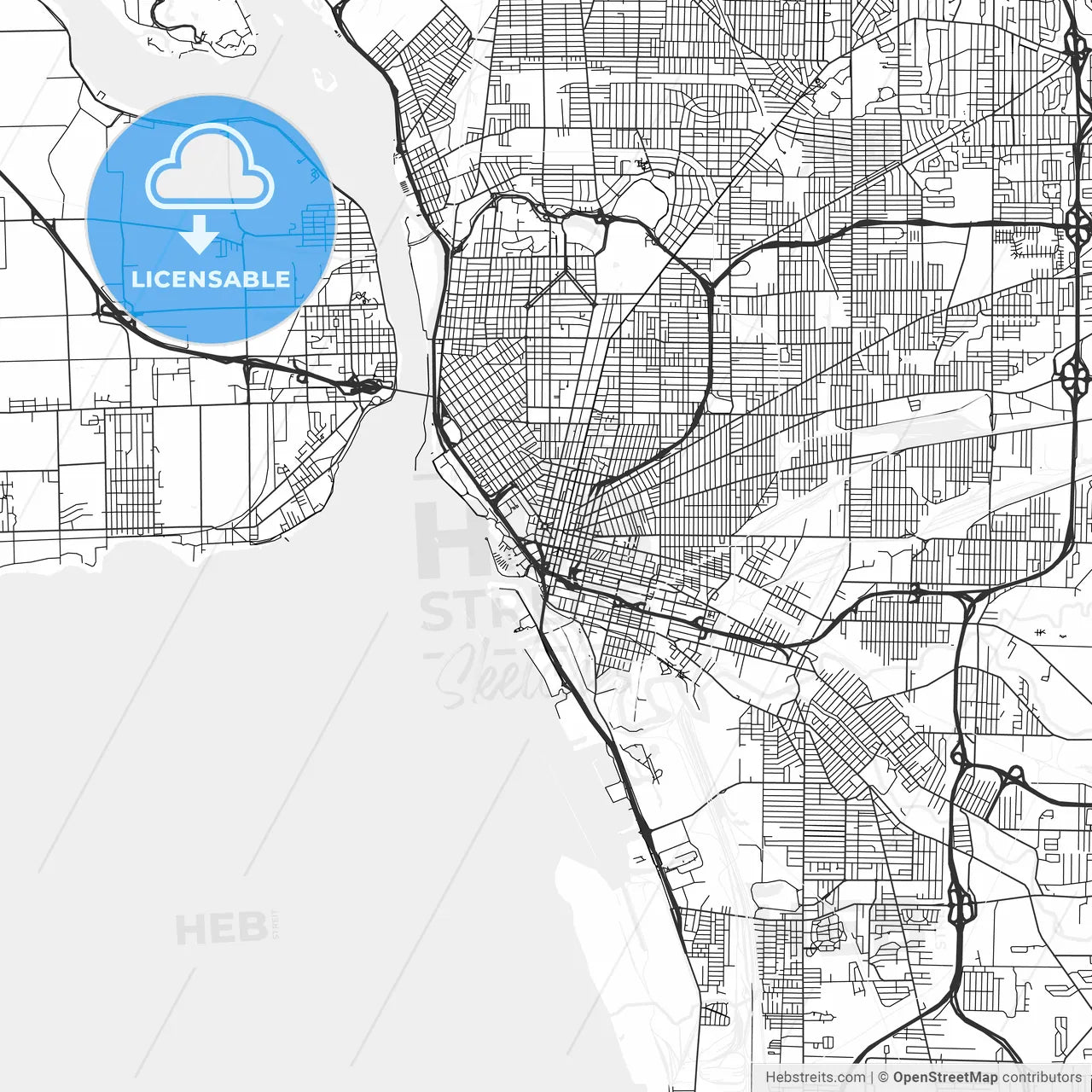 Buffalo, New York - Area Map - Light