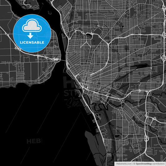 Buffalo, New York - Area Map - Dark