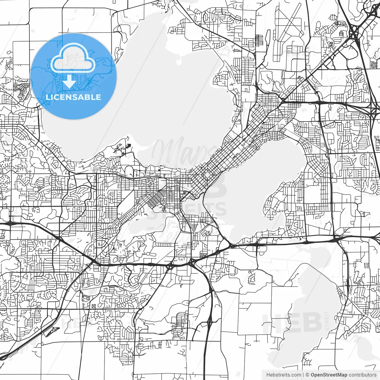 Madison, Wisconsin - Area Map - Light