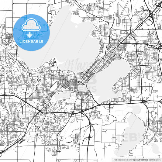 Madison, Wisconsin - Area Map - Light