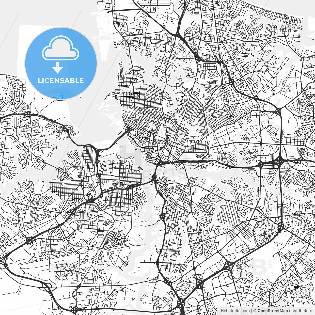 Norfolk, Virginia - Area Map - Light