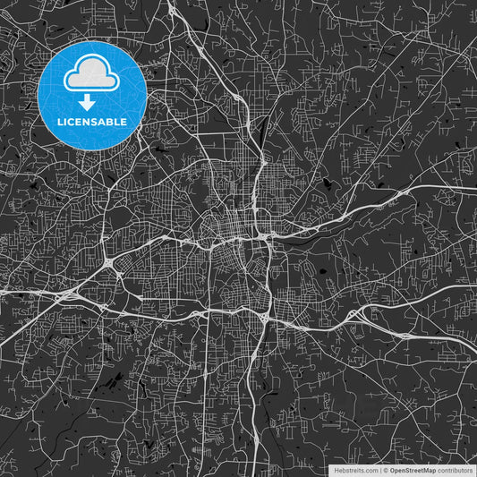 Winston–Salem, North Carolina - Area Map - Dark