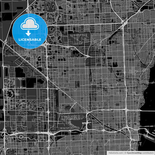 Hialeah, Florida - Area Map - Dark