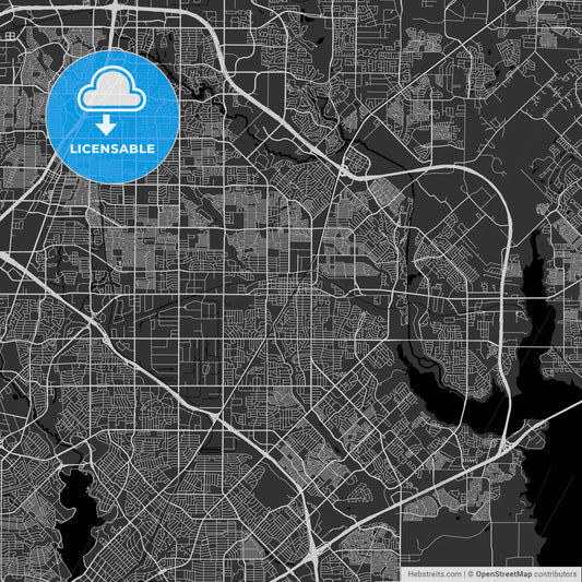 Garland, Texas - Area Map - Dark