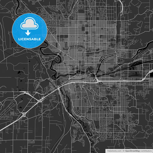 Spokane, Washington - Area Map - Dark