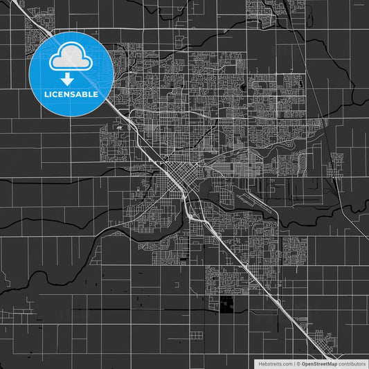 Modesto, California - Area Map - Dark