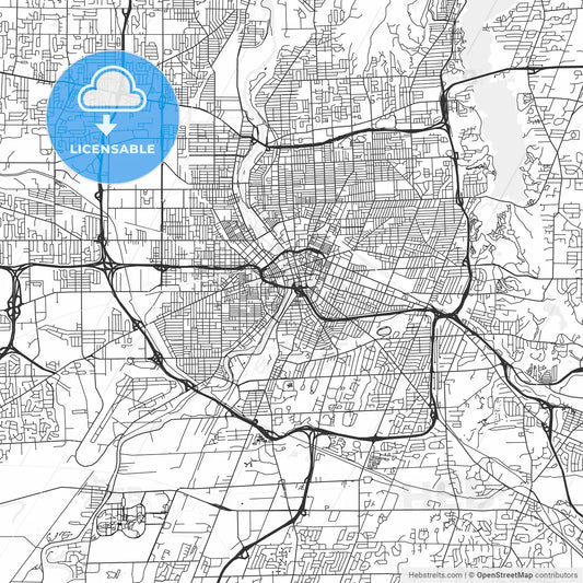 Rochester, New York - Area Map - Light