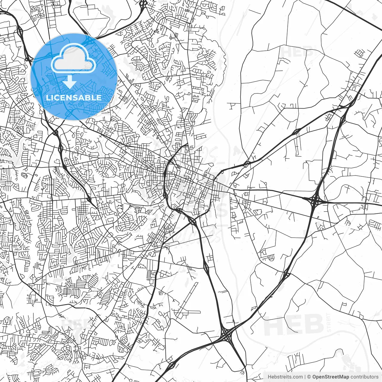 Fayetteville, North Carolina - Area Map - Light
