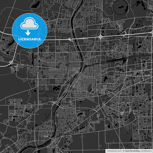 Aurora, Illinois - Area Map - Dark