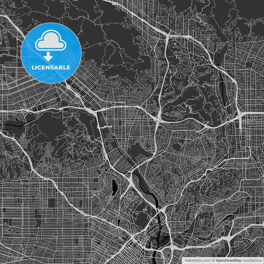 Glendale, California - Area Map - Dark