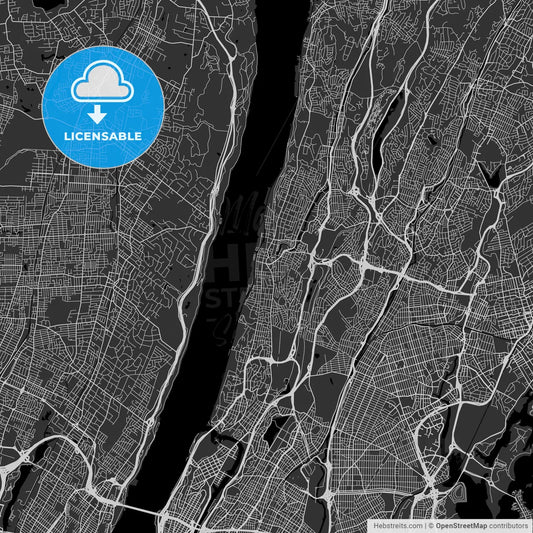 Yonkers, New York - Area Map - Dark