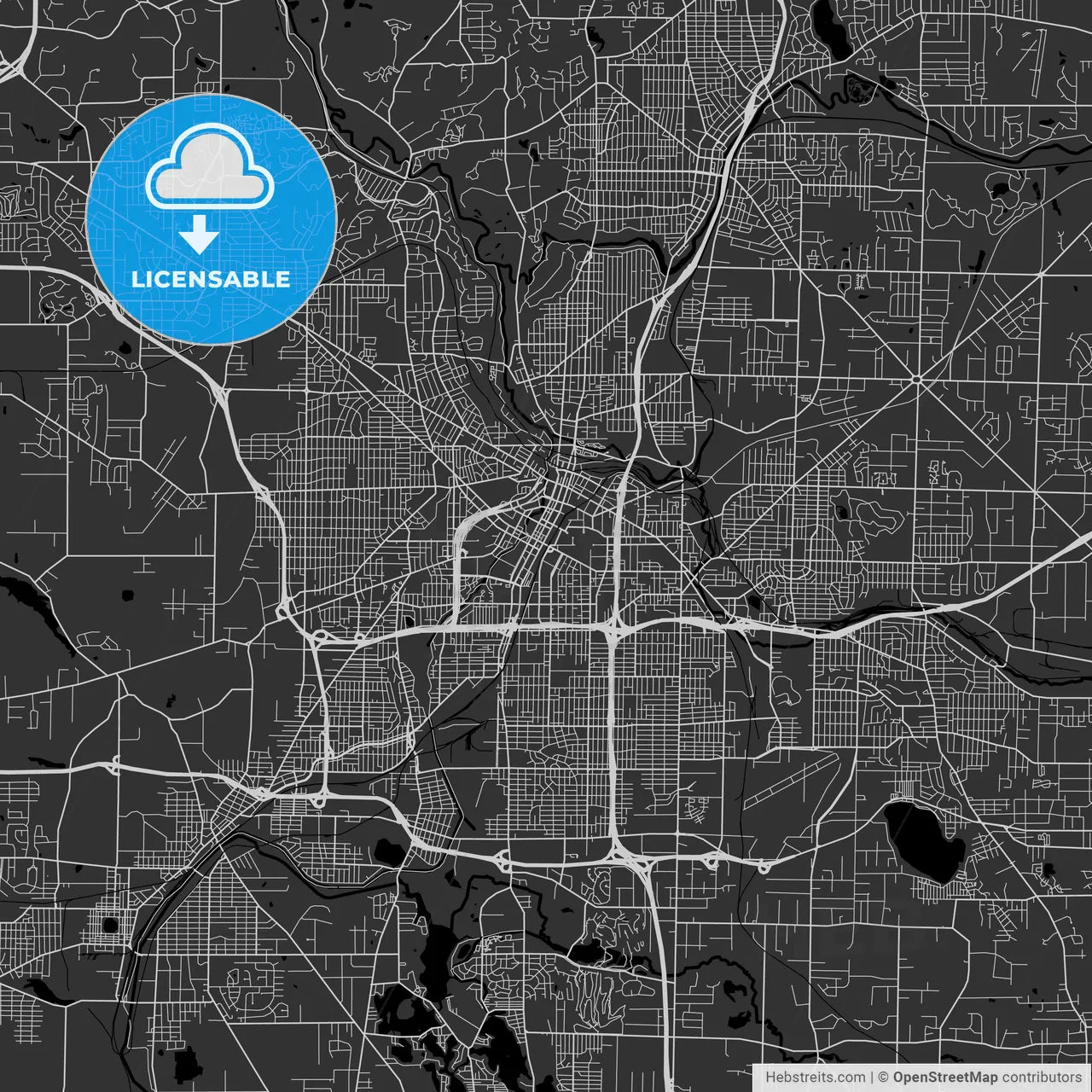 Akron, Ohio - Area Map - Dark