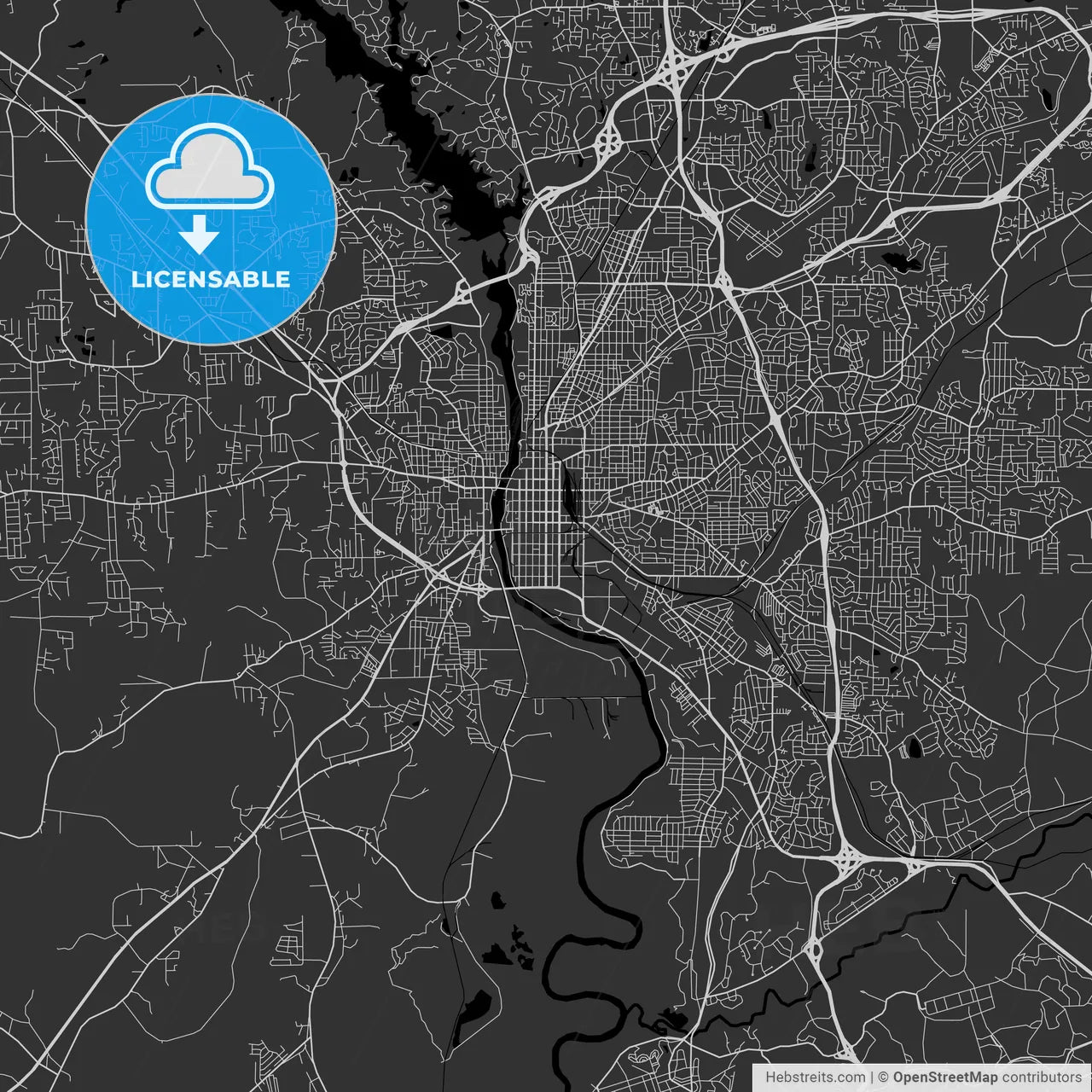 Columbus, Georgia - Area Map - Dark