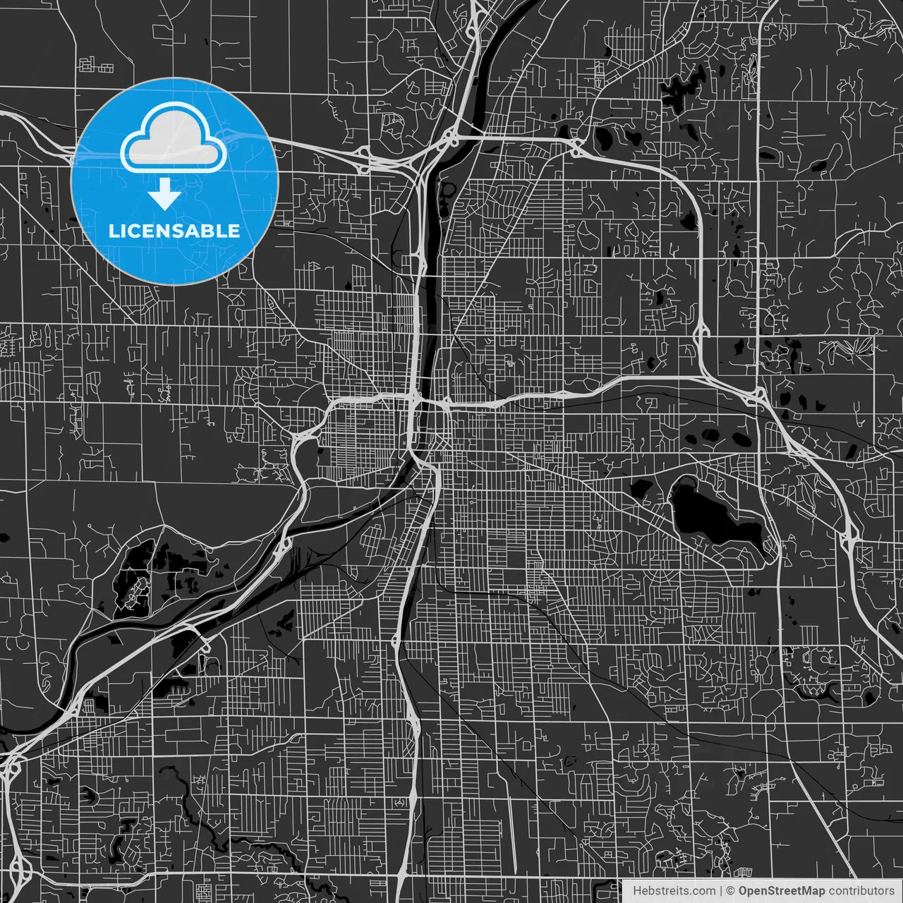 Grand Rapids, Michigan - Area Map - Dark