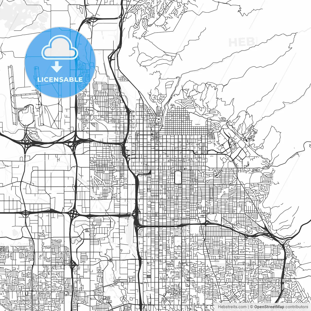 Salt Lake City, Utah - Area Map - Light